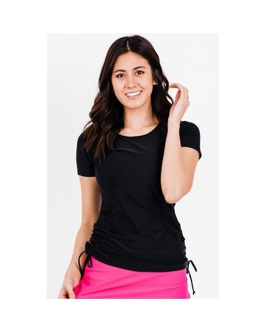 Calypsa Black Short Sleeve Adele Swim Top