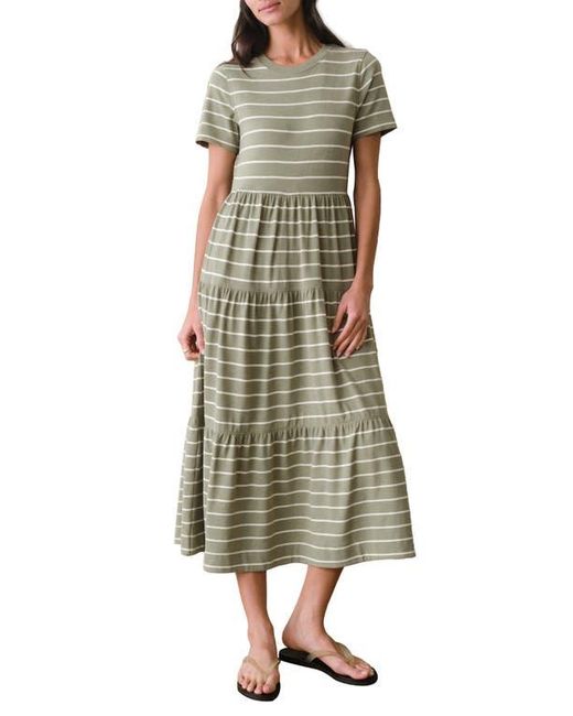Marine Layer Luxe Stripe Sueded Cotton Tiered Midi Dress in Green | Lyst Marine Layer Luxe Stripe Sueded Cotton Tiered Midi Dress in Green | Lyst