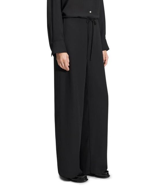 Theory Black Wide Leg Drawstring Pants