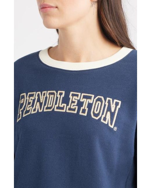 Pendleton Blue Logo Embroidered Cotton French Terry Sweatshirt