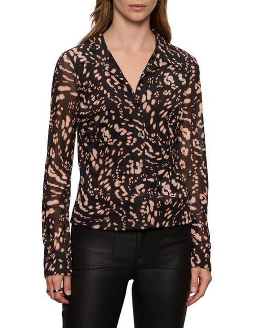 Sanctuary Black Mesh Button-Down Shirt