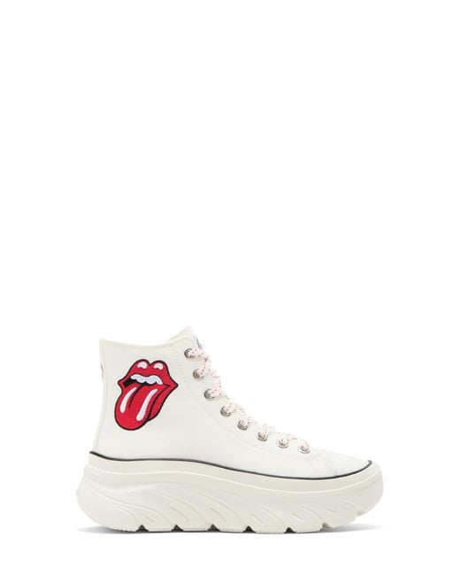 Skechers White X Rolling Stones Funky Street Sing It Loud High Top Platform Sneaker