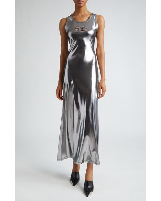 DIESEL Multicolor Diesel Metallic Foil Jersey Tank Dress