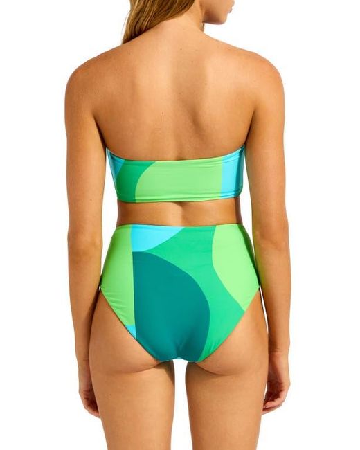 Seafolly Blue Reversible Strapless Tube Bikini Top