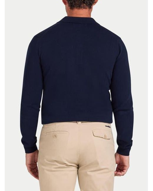 Raging Bull Blue Long Sleeve Knitted Polo Shirt for men