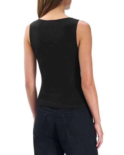 Rag & Bone Black The Knit Boat Neck Button Front Tank