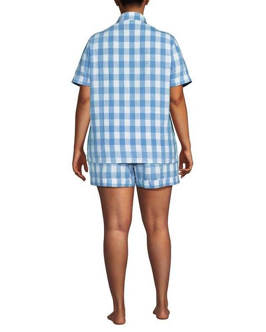 Lands' End Blue Linen 2 Piece Pajama Set