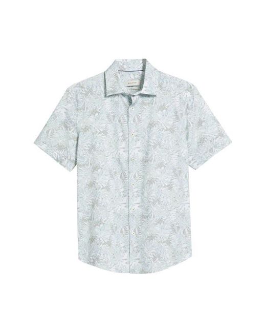 Bugatchi Blue Miles Ooohcotton Abstract Print Short Sleeve Button-Up Shirt for men
