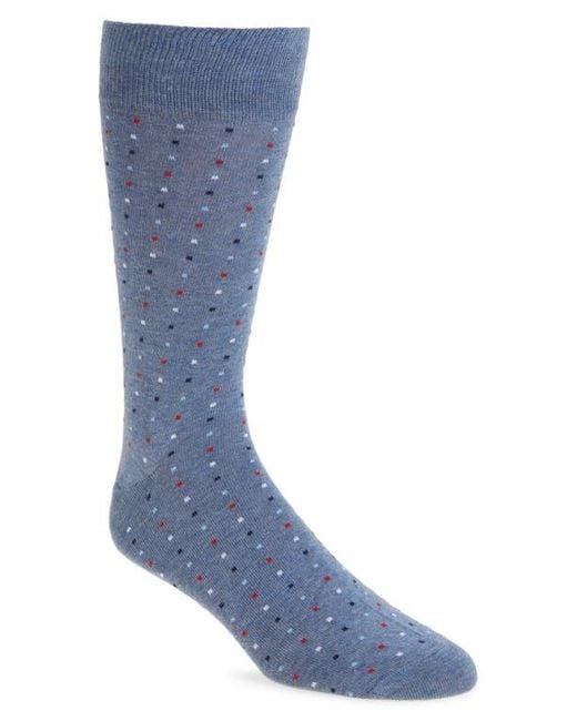 Nordstrom Blue Mini Dot Cotton Blend Dress Socks for men