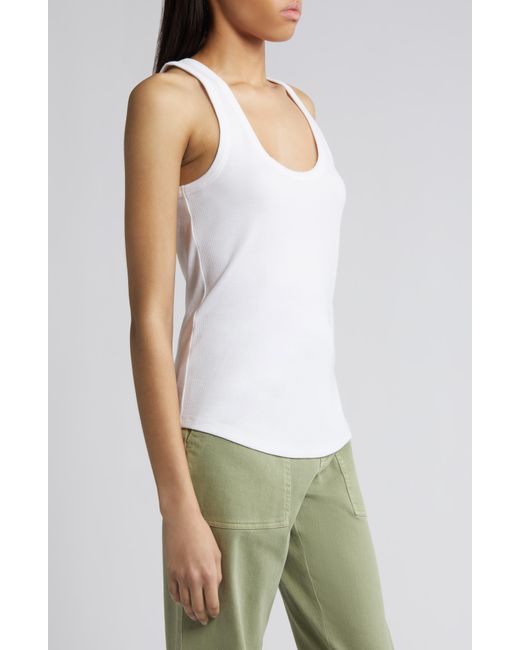 Treasure & Bond Green Low Scoop Cotton Blend Tank