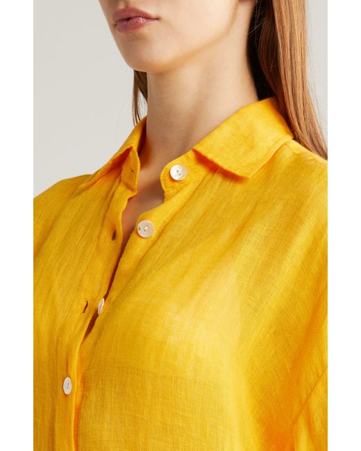 Vitamin A Yellow Vitamin A Playa Oversize Linen Cover-up Shirt