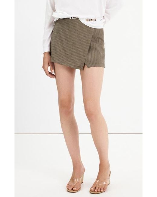 Mango Green Striped Wrap Skort