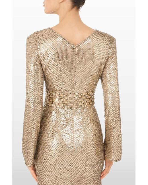 Jenny Packham Women's Natural June Sequin Embellished Maxi Dress