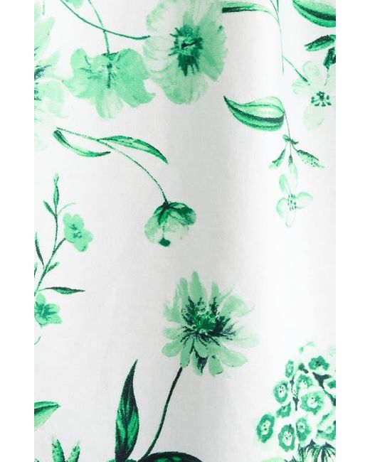 Cece Green Floral Button-Up Top
