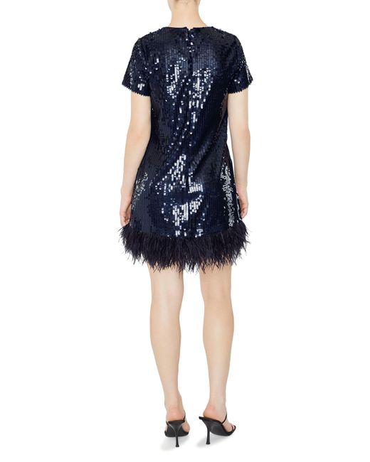 Likely Marullo Sequin Feather Trim Dress in Blue Lyst