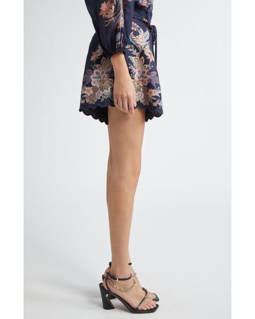 Zimmermann Multicolor Rhiannon Tuck Paisley Print Linen Shorts