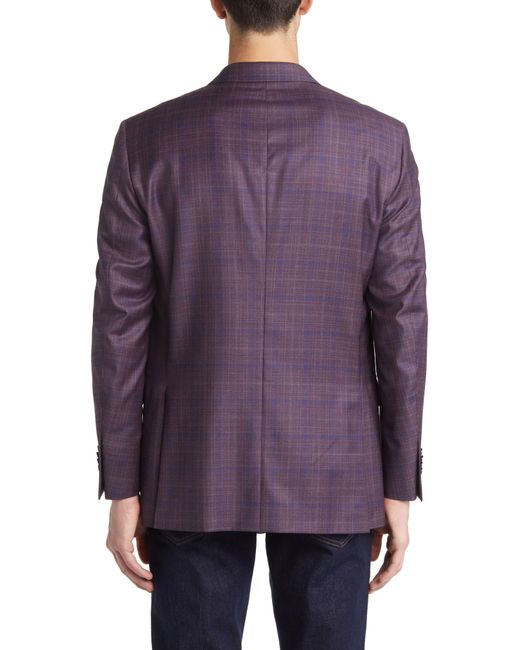 Peter Millar Purple Tailored Fit Windowpane Plaid Wool Sport Coat for men