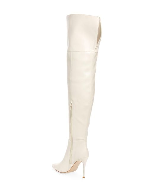 Jeffrey Campbell White Pillar Pointed Toe Over The Knee Boot