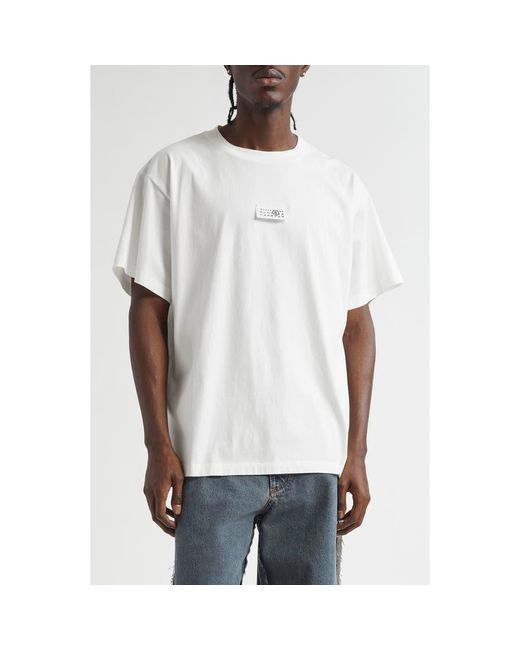 MM6 by Maison Martin Margiela White Numeric Logo Patch T-Shirt for men