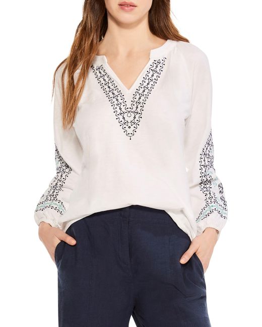 NIC+ZOE White Nic+zoe Solstice Embroidered Cotton Blouse