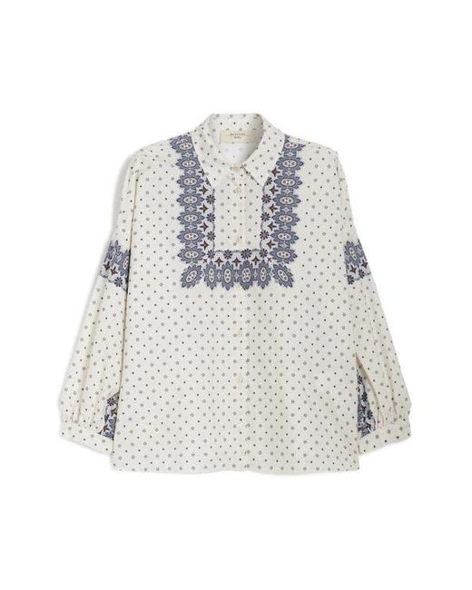 Weekend by Maxmara Gray Adda Bandana Print Cotton Button-Up Shirt