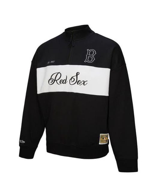 Mitchell & Ness Black Boston Sox Quarter-Zip Pullover Top