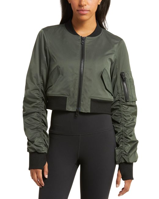 BLANC NOIR Bombardier Crop Bomber Jacket in Black | Lyst