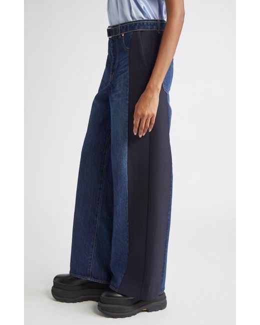■sacai■サカイ■ Mixed Media Belted Wide Leg Jeans ■デニム Sacai Mixed Media Belted Wide Leg Jeans in Blue | Lyst