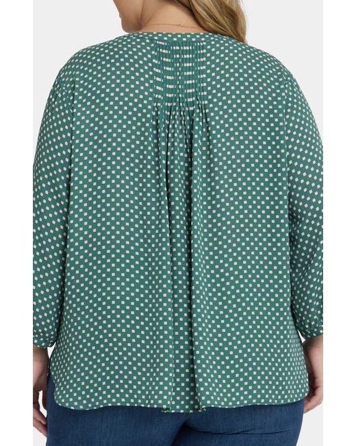 NYDJ Green Pintuck Top