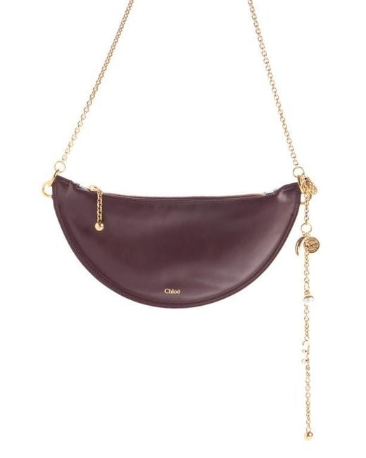 Chloé Purple Mini Icons Leather Half Moon Crossbody Bag