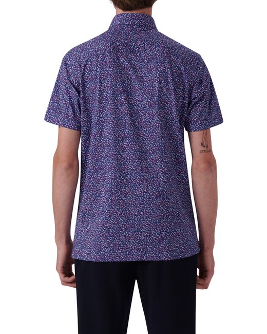 Bugatchi Purple Milo Ooohcotton Floral Short Sleeve Button-up Shirt for men