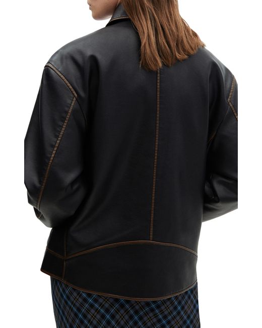Mango Black Napoli Faux Leather Jacket