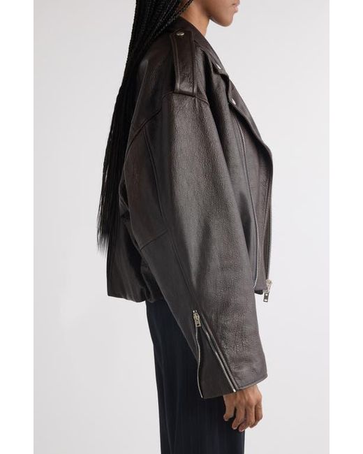 Acne Black Liso Leather Crop Moto Jacket