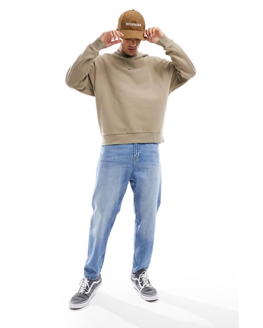 ASOS Natural Raw Edge Oversize Sweatshirt for men
