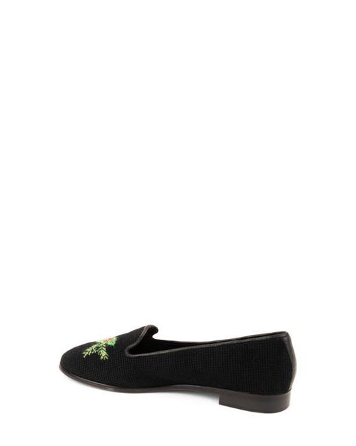 PAIGE Black Needlepoint Holly Flat