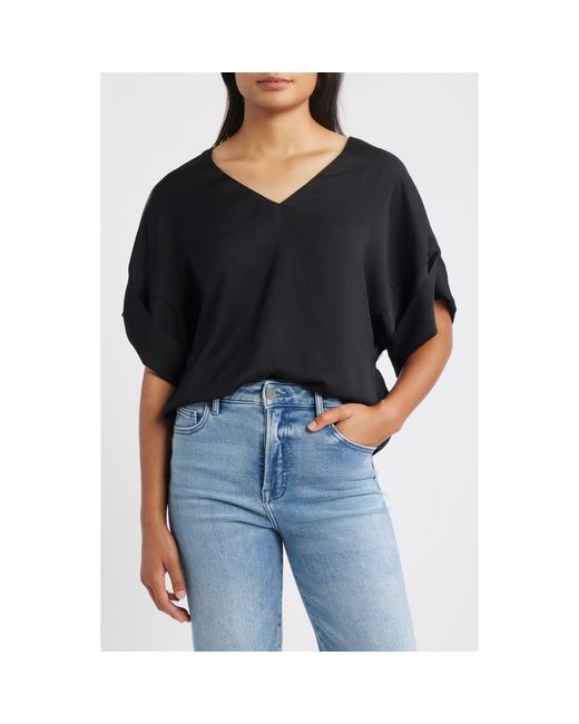 Wit & Wisdom Black Roll Cuff Dolman Top