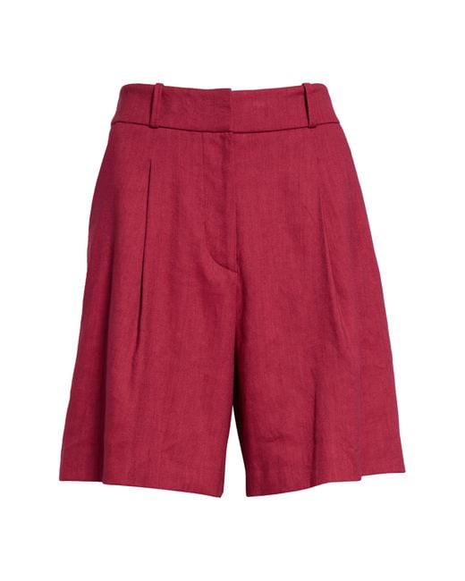 Veronica Beard Red Noemi Linen Blend Shorts
