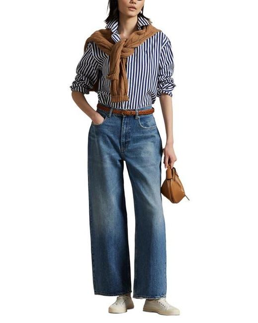 Polo Ralph Lauren Blue Stripe Relaxed Fit Cotton Button-Up Shirt