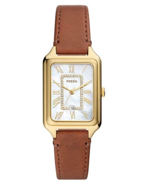 Fossil Brown Raquel Leather Strap Watch, 26Mm