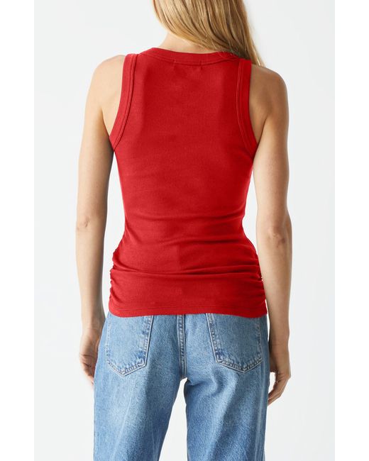 Michael Stars Red Halley Side Ruched Tank