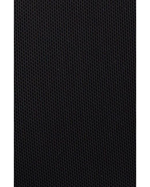 Alice + Olivia Black Delaina Faux Fur Cuff Mesh Crop Top