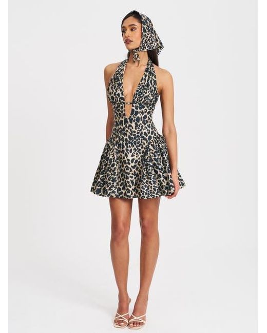 Miss Circle Mackenzie Cheetah Print Halter Linen Mini Dress in Black | Lyst Miss Circle Mackenzie Cheetah Print Halter Linen Mini Dress in Black | Lyst