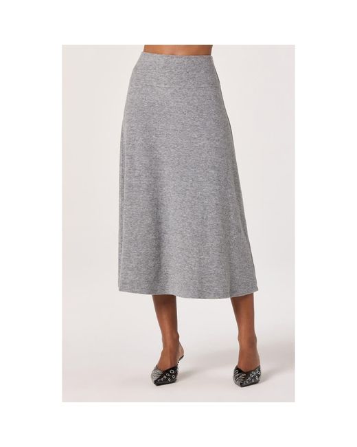 Astr Women's Gray Knit Midi Skirt