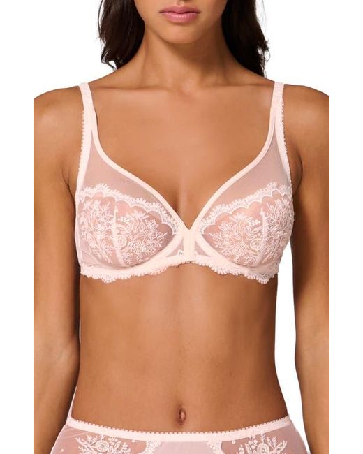 Simone Perele Pink Intrigue Sheer Full Coverage Underwire Plunge Bra
