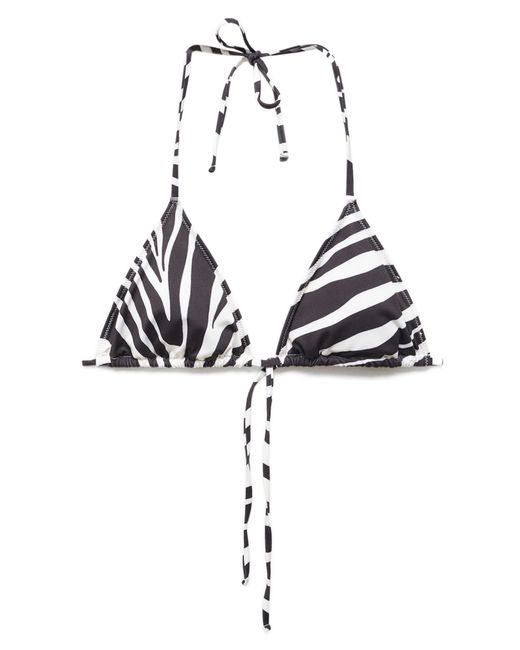 Mango Black Animal Print Triangle Halter Bikini Top