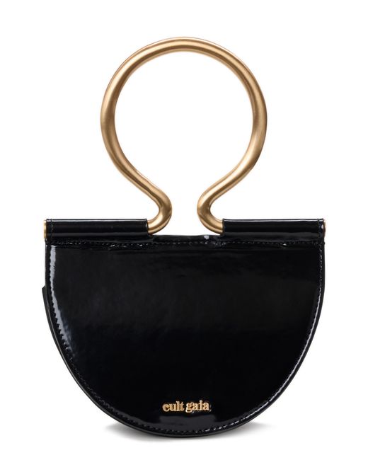 Cult Gaia Black Mini Savannah Leather Top Handle Bag