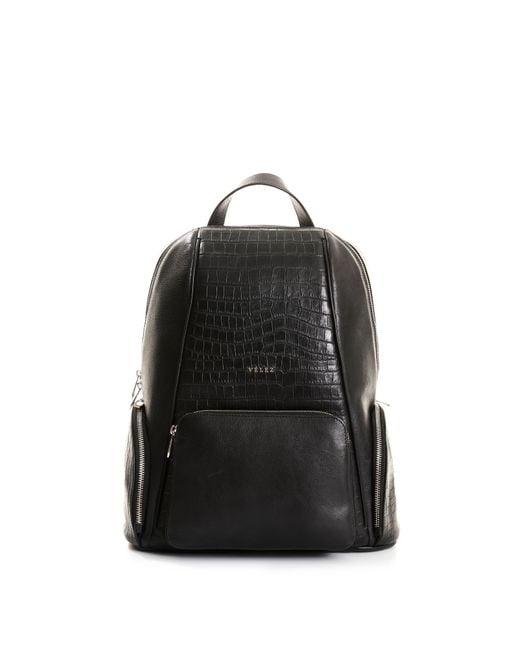 Velez Black Georgia Embossed Leather Backpack