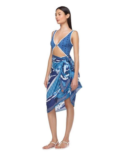 MCM Blue Monogram Print Swimsuit