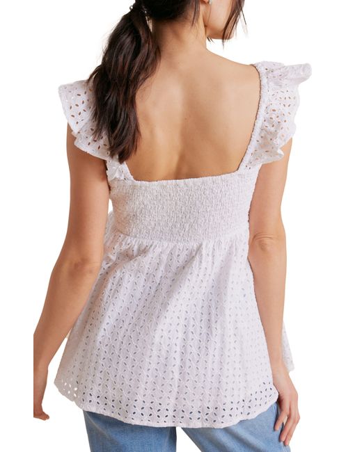 A Pea In The Pod White Flutter Sleeve Maternity Peplum Top