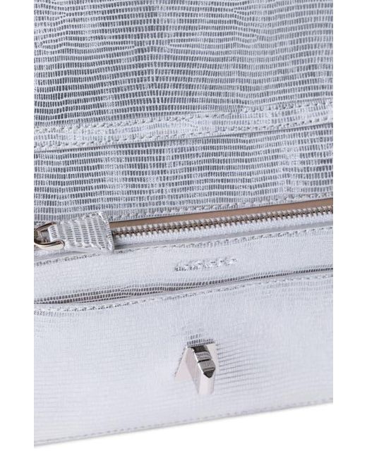 Akris Metallic Anouk Lizard Embossed Leather Envelope Wallet On A Chain